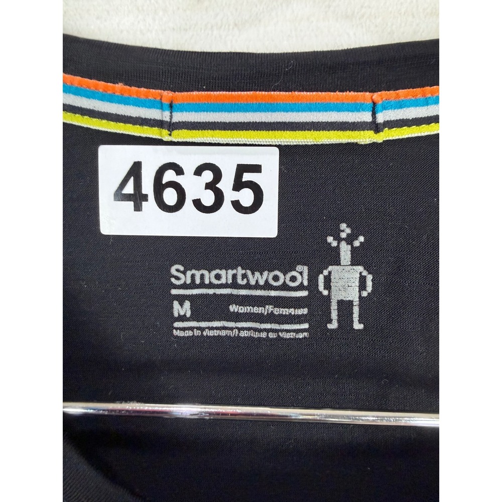 Smartwool Top Womens Medium Black Merino Wool Long Sleeve Base Layer - Picture 3 of 6